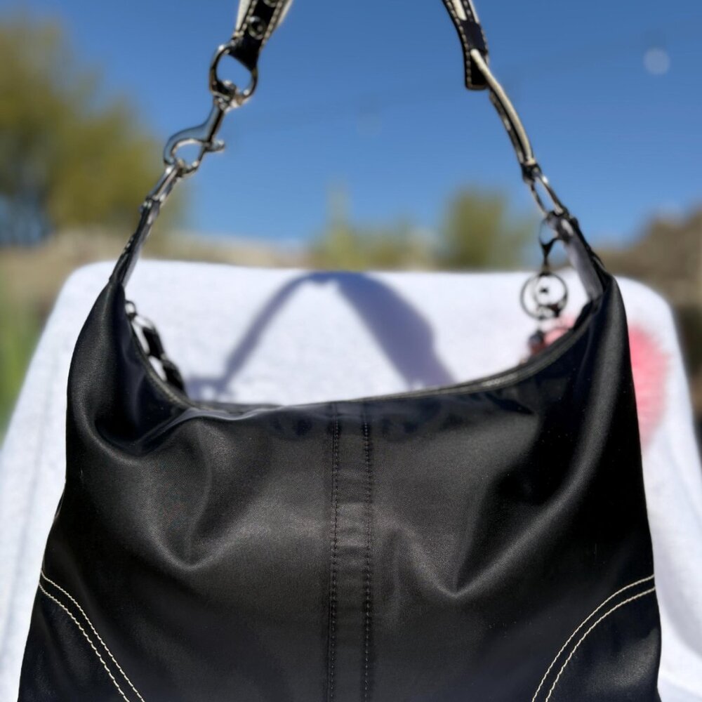 Coach Black Satin  Hampton Hobo with Charms - Picture 3 of 10